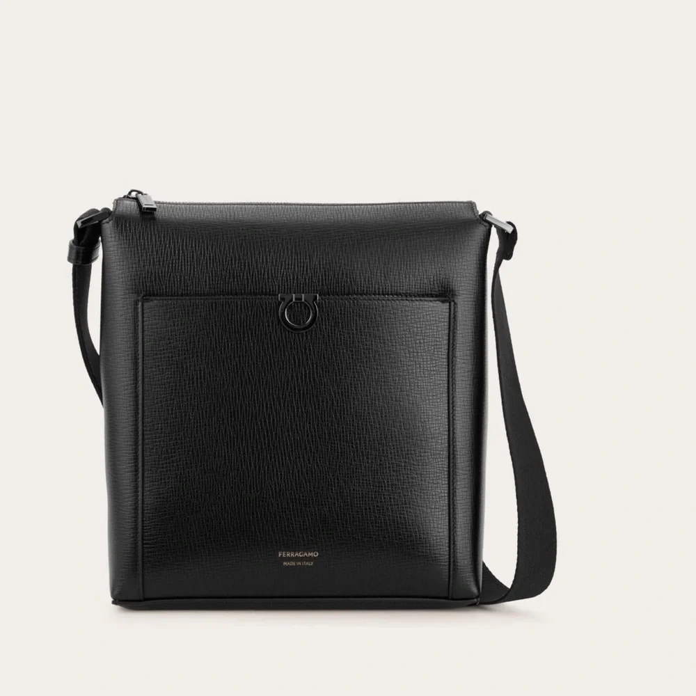 BNNW Salvatore Ferragamo Gancini Black Messenger Bag